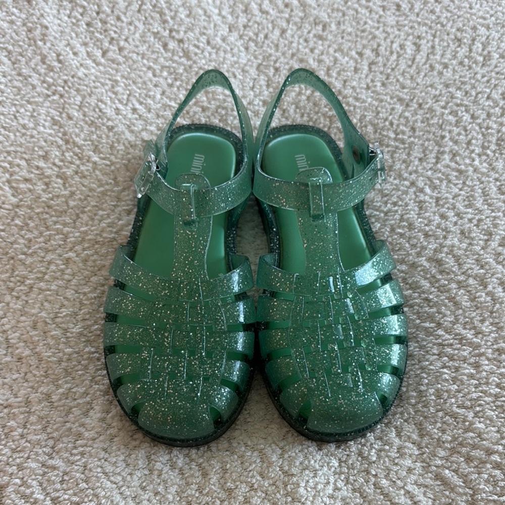 Mini Melissa Kids Green Glitter Sandals
